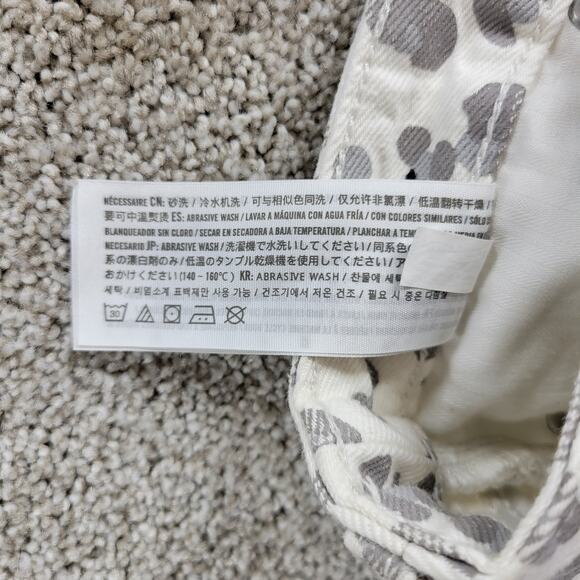 Abercrombie & Fitch Womens Mom Jeans 2 White Gray Leopard Raw Hem Slim Fit Denim - Picture 12 of 12